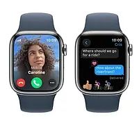 Apple Watch 9 41/срібляста сталь/штормовий блакитний спортивний гурт M/L LTE 1180439 фото