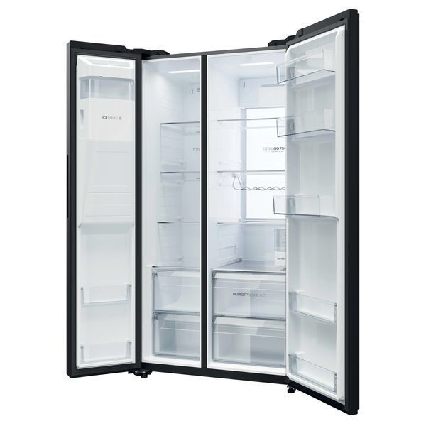 Холодильник Haier SBS HSW79F18DIGB No Frost 177,5 см Водохранилище и ледогенератор Черное стекло EURO_1362615 фото