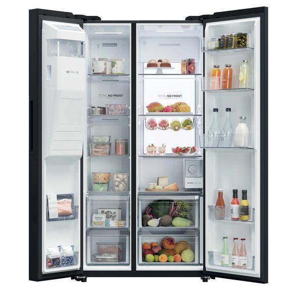 Холодильник Haier SBS HSW79F18DIGB No Frost 177,5 см Водохранилище и ледогенератор Черное стекло EURO_1362615 фото