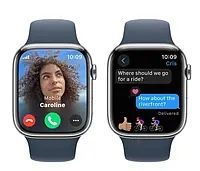 Apple Watch 9 45/срібляста сталь/штормовий блакитний спортивний гурт M/L LTE 1180445 фото