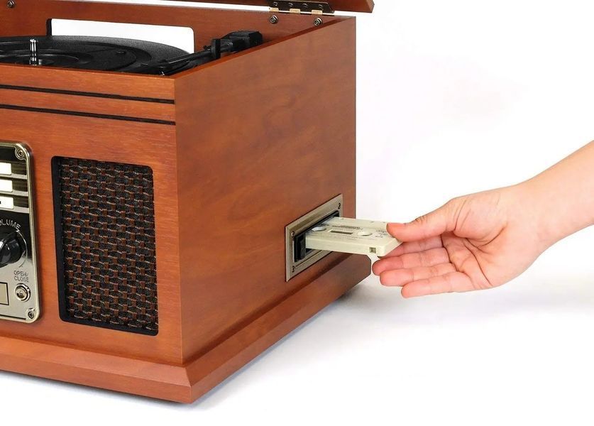 Ручний програвач Victrola VTA-200B-MAH-INT з ремінним приводом, Bluetooth, червоне дерево EURO_1312941 фото
