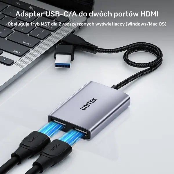 Адаптер Unitek V1427A01 USB/C/A на 2x HDMI EURO_1319815 фото