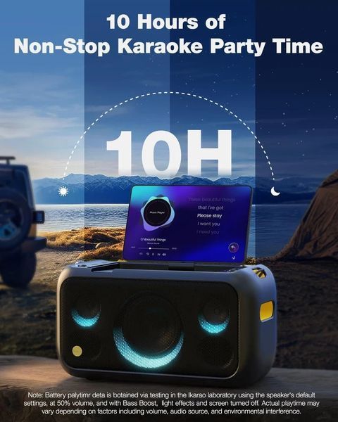 Караоке-мікрофон Power Audio Ikarao Break X1 100 Вт Bluetooth, чорний EURO_1342220 фото