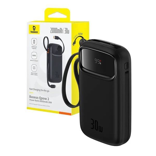 Baseus P10055009113-00 QPow 2 Power Bank с кабелем USB-C 20000 мАч 30 Вт Черный EURO_1339796 фото