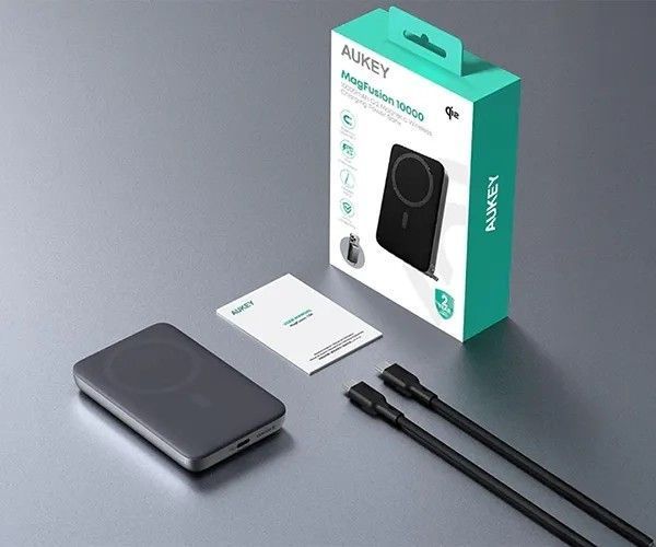 Powerbank Aukey MagFusion PB-MS06 10000mAh 30W Qi2 Магнитный Черный EURO_1371163 фото