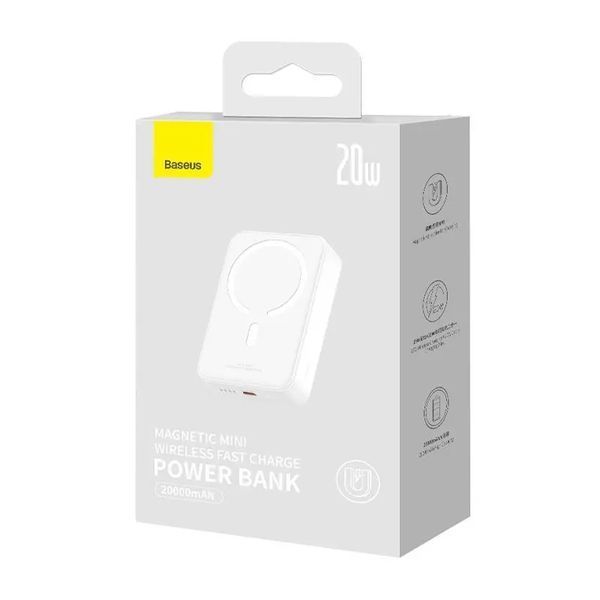 Зовнішній зарядний пристрій Baseus PPCX150002 Magnetic Mini 20000mAh 20W MagSafe Overseas Edition Білий EURO_1298198 фото