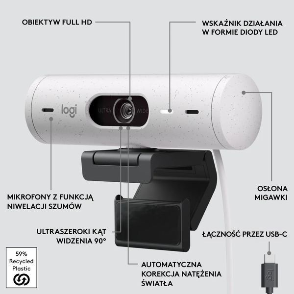 Веб-камера Logitech Brio 500 Білий EURO_1274732 фото
